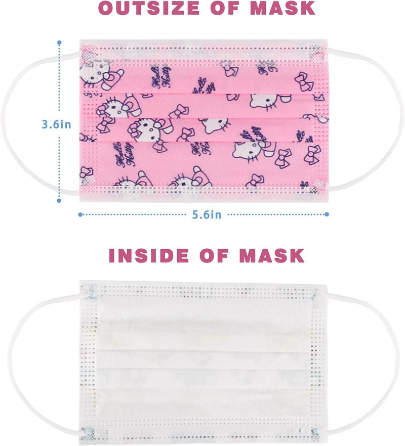 IGINOA Kids Face Mask 3 Ply Layer Safty Breathable Fabric for Girls and Boys (50 Pack) - Image 2